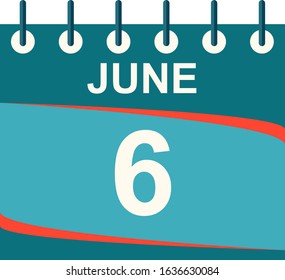 June calendar per day / vector/ 6 June