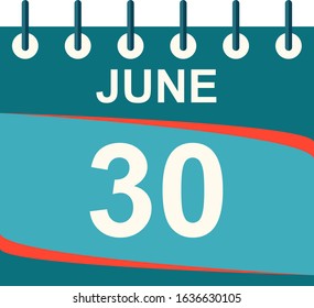 June calendar per day / vector/ 30 June
