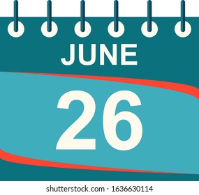 June calendar per day / vector/ 26 June