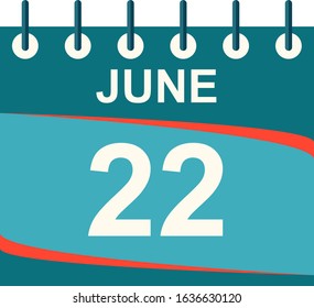 June calendar per day / vector/ 22 June