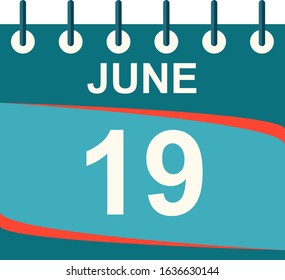 June calendar per day / vector/ 19 June