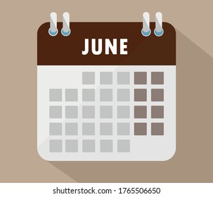 Calendario de junio. Vector, Calendario, afiche, gráfico.