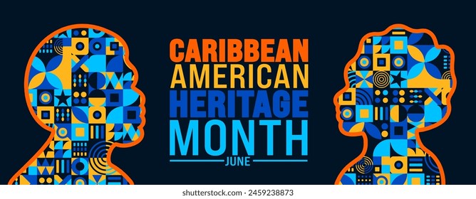 June is Caribbean American Heritage Month background template with Caribbean man and women vector design. Holiday concept. used to background, banner, placard, card, and poster design template.