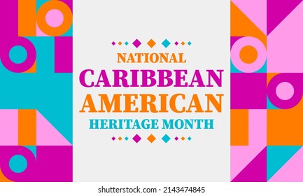 June is Caribbean-American Heritage Month. Time to celebrate the rich culture, traditions and history of Caribbean people in the United States. Greeting card, poster, banner concept. Vector EPS 10.