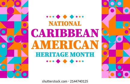 June is Caribbean-American Heritage Month. Time to celebrate the rich culture, traditions and history of Caribbean people in the United States. Greeting card, poster, banner concept. Vector EPS 10.