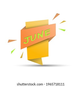 JUNI. Farbige Banner mit dem Namen des Monats des Jahres. Stock-Vektorgrafik
