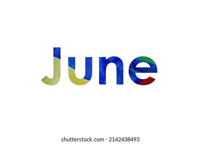 junio. Cartel de texto de tipografía colorida. Vector la palabra june