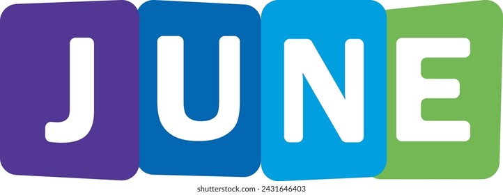 Juni bunte Vektor gemischte Farbe Weiß Hintergrund Typografie Banner Kalligrafie