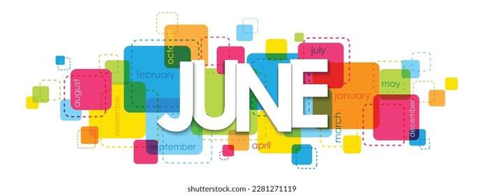 JUNE colorful vector typography banner