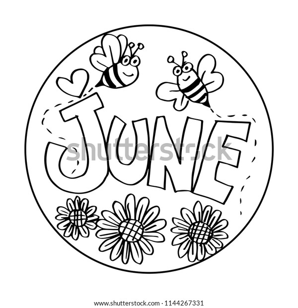 june coloring pages kids stock vector royalty free