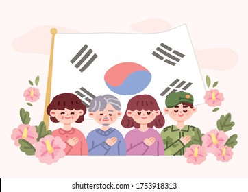June. Concept illustration for the Republic of Korea Memorial Day.