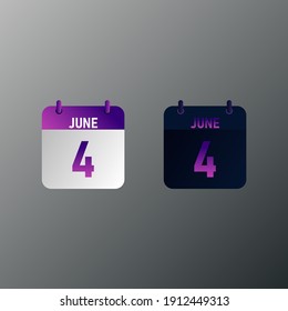 June daily calendar icon in flat design style. Vector illustration in light and dark design. 