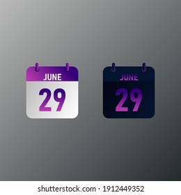 June daily calendar icon in flat design style. Vector illustration in light and dark design. 