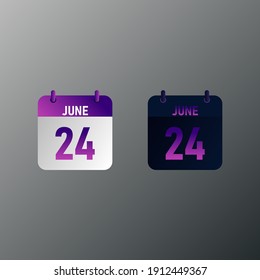 June daily calendar icon in flat design style. Vector illustration in light and dark design. 