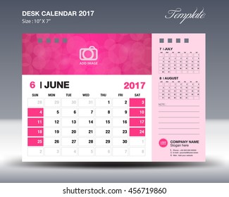 JUNE Desk Calendar 2017 Template for business