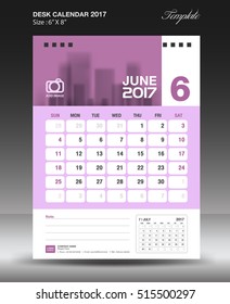 June Desk calendar 2017 year, corporate business flyer design,Size 6x8 inch vertical