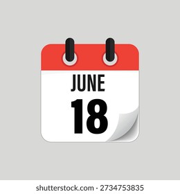 June Eighteenth Calendar Date Icon