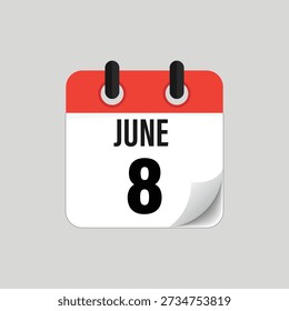 June Eighth Calendar Date Icon