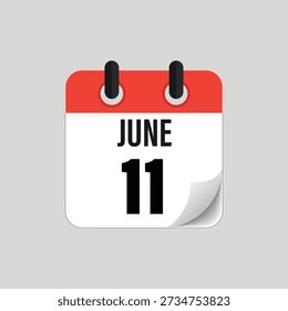 June Eleventh Calendar Date Icon