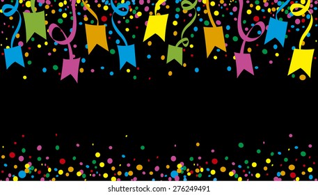 June Festival with many confetti and streamers at night
