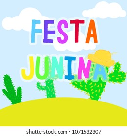 June festival vector illustration. Festa junina. South American celebration june festival. June celebration party.