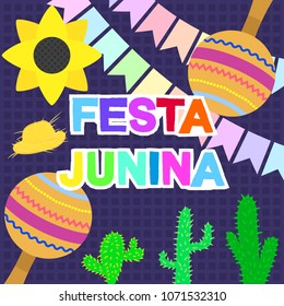 June festival vector illustration. Festa junina. South American celebration june festival. June celebration party.