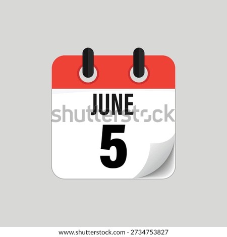 June Fifth Calendar Date Icon