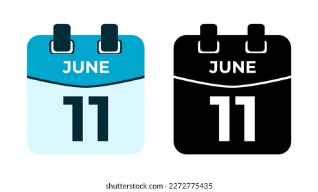 June  flat daily spiral calendar icon date vector image in matching color scheme. Suitable and perfect for design material, such as event or reminder. The best editable graphic resources.