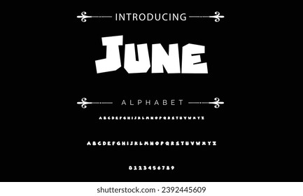 June font modern bouncy typeset, lively friendly alphabet. Playful cheerful letters in Los Muertos Mexican style for menus, labels, signage, ads, crafts and comic book. Vector typographic design