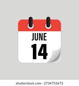June Fourteenth Calendar Date Icon
