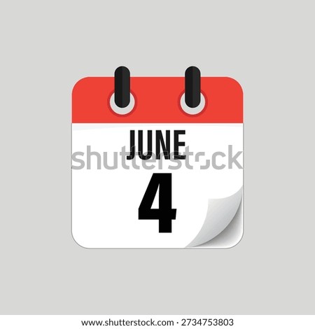 June Fourth Calendar Date Icon
