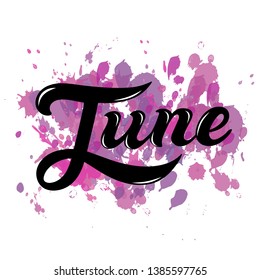 June. Hand drawn lettering. Vector illustration