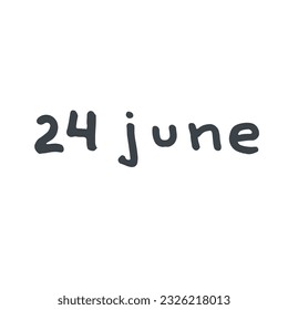 June Handwriting days of calendar black and white script