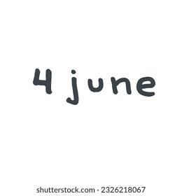 June Handwriting days of calendar black and white script