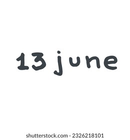 June Handwriting days of calendar black and white script