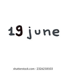 June Handwriting days of calendar black and white script