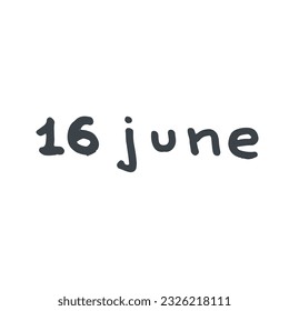 June Handwriting days of calendar black and white script