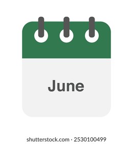 Vetor de ícone de junho. Ícone de calendário diário, mensal e anual