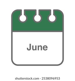 June icon vector. Daily, monthly, yearly calendar icon