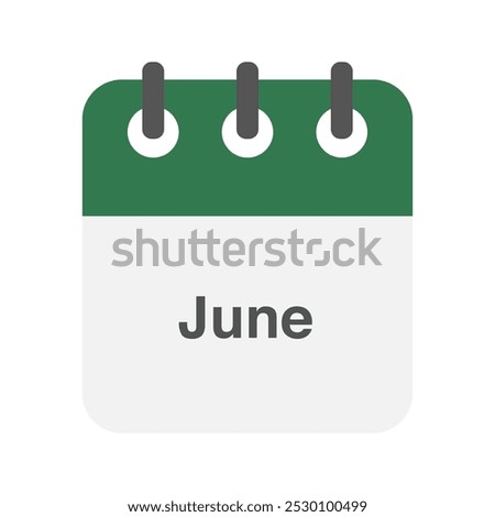 June icon vector. Daily, monthly, yearly calendar icon