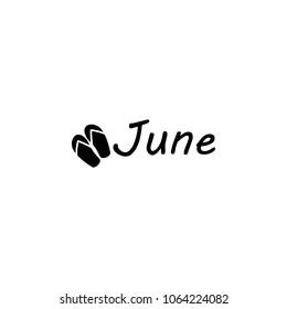 June icon. Written name of the month with different elements relating to the month icon.  Premium quality graphic design icon. One of the collection icons for websites on white background