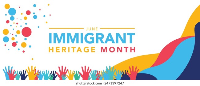June is Immigrant Heritage Month geometric shape pattern background design template. Holiday concept. use to background, banner, placard, card, and poster design template with text inscription.
