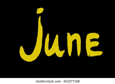 June ink hand drawn calligraphy. Brush painted calligraphy isolated on white. june lettering. june cursive, june inscription, Calendar month, Month june summer Calligraphy