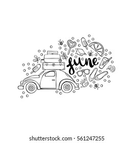 June. Isolated vector objects on white background.