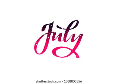 June July August summer months handwritten lettering poster. Vector illustration EPS 10.