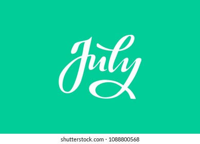 June July August summer months handwritten lettering poster. Vector illustration EPS 10.