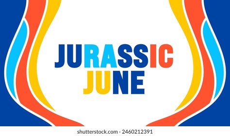 June is Jurassic June background template. Holiday concept. use to background, banner, placard, card, and poster design template with text inscription and standard color. vector illustration.