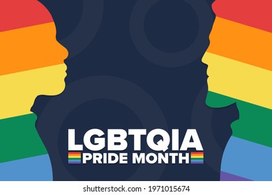 June is LGBTQIA Pride Month. Holiday concept. Template for background, banner, card, poster with text inscription. Vector EPS10 illustration