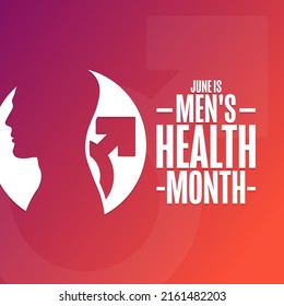 June is Men's Health Month. Holiday concept. Template for background, banner, card, poster with text inscription. Vector EPS10 illustration