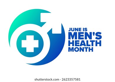 June is Men's Health Month. Holiday concept. Template for background, banner, card, poster with text. Vector EPS10 illustration